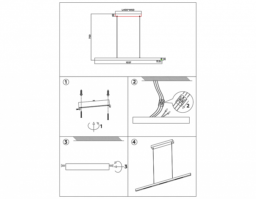 FL5831 WH белый 25W 3000K/4200K/6400K 1037*17.5*750 (без ПДУ)